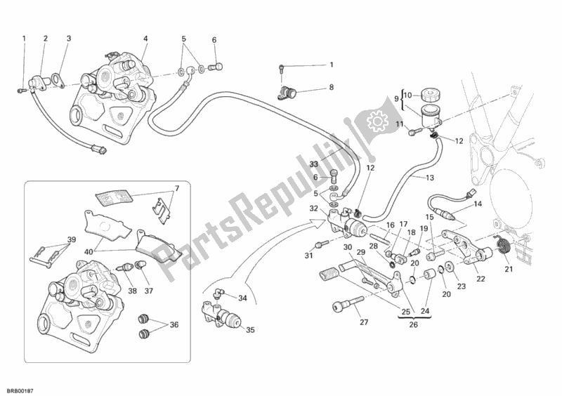 All parts for the Rear Brake System of the Ducati Sportclassic Sport 1000 Single-seat 2006